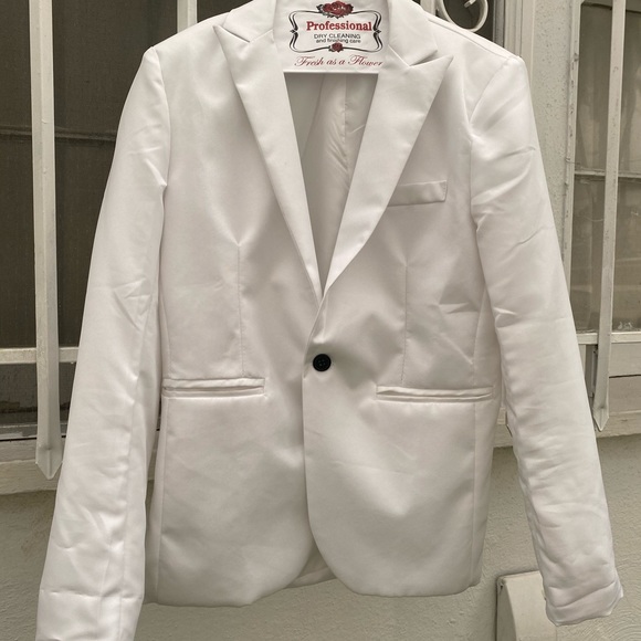 MEN’S SINGLE-BUTTON WHITE BLAZER - Picture 3 of 16